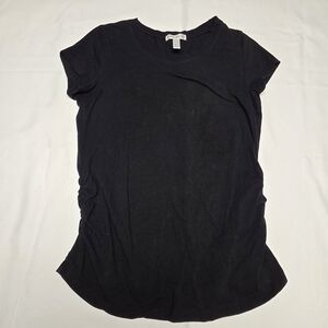 Black Maternity Top Rouching Womens Fitted